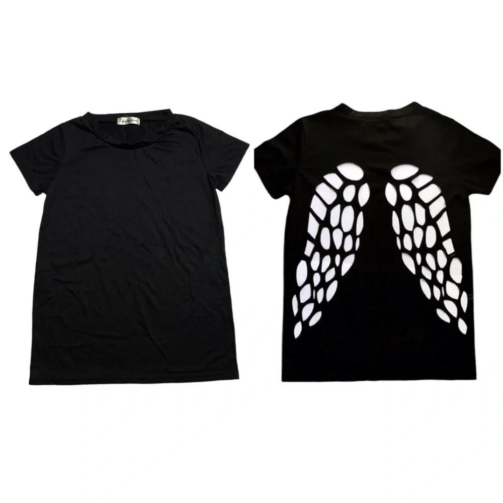 Angel wings cutout short sleeve tee Small - Picture 2 of 7